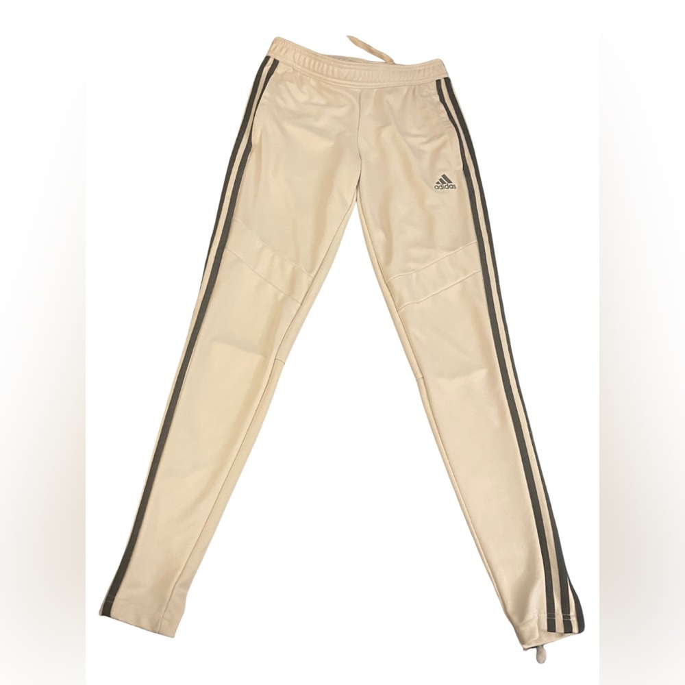 Adidas Kids Beige Joggers with Black Stripes